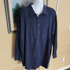 Milano 4XLT Dark Blue Geometric Button Down Shirt
